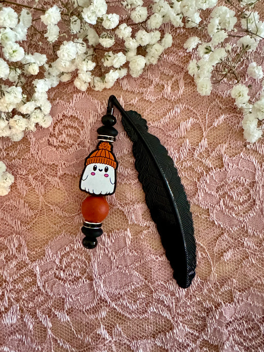 Cozy Ghost Feather Bookmark