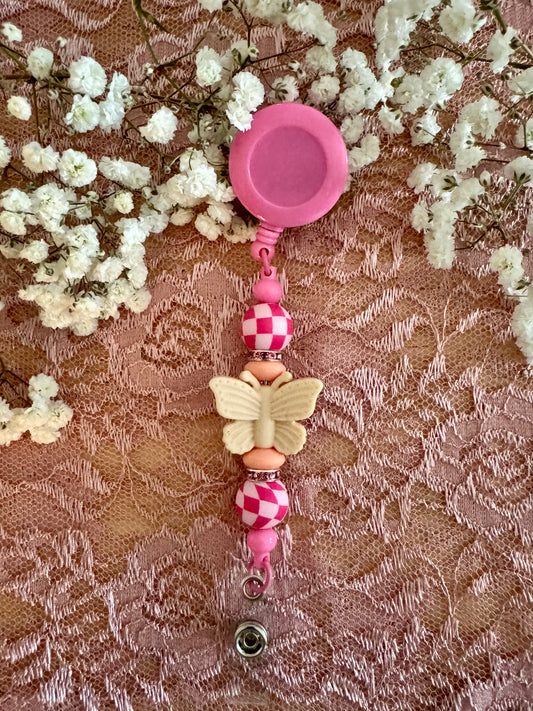 Pink Butterfly Badge Reel