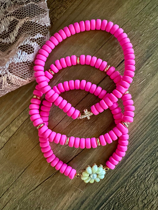 Hot Pink Bracelet Stack