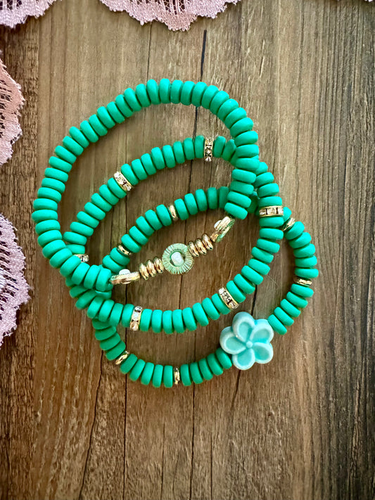 Green Bracelet Stack
