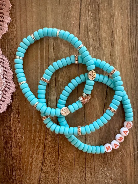 Light Blue MAMA Bracelet Stack