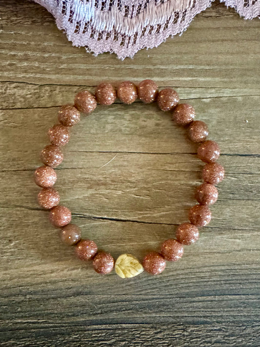 Red Goldstone with Leaf Bracelet