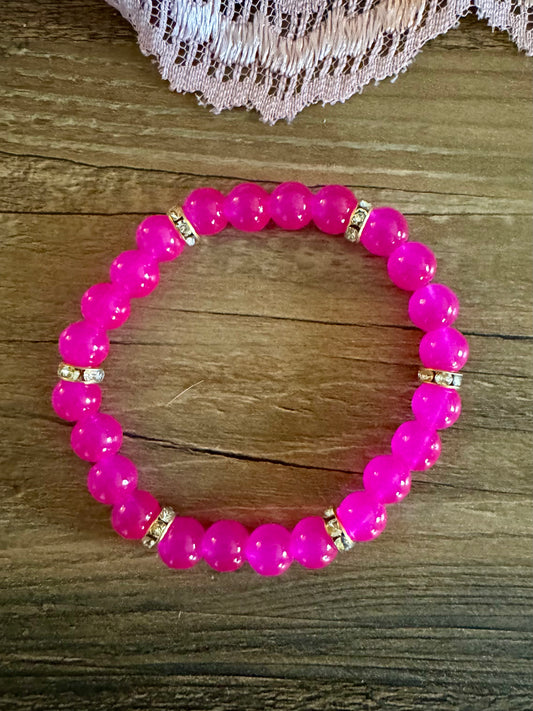 Hot Pink Bracelet with Gold